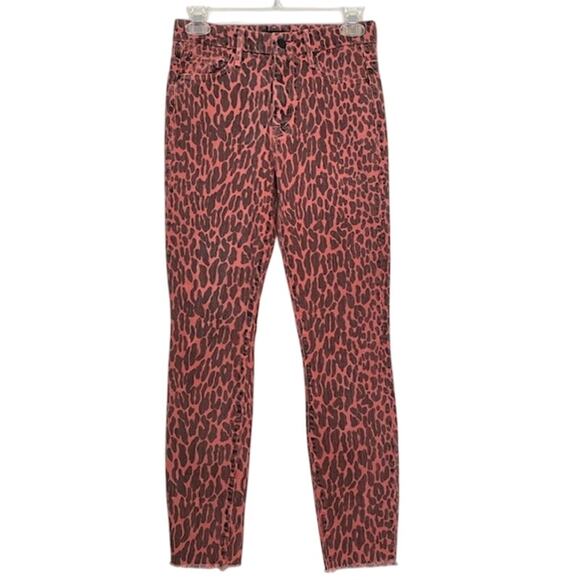 MOTHER Looker ankle fray slim skinny punk Animal Attraction leopard print red - Picture 5 of 16